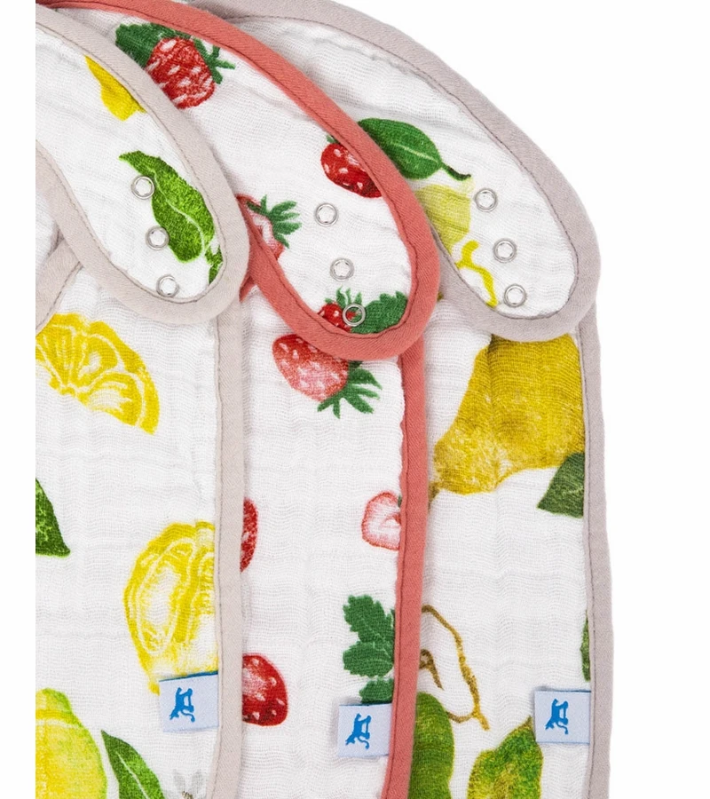 Little Unicorn Cotton Muslin Classic Bib 3 Pack - Fruit Stand 4 Little Unicorn Cotton Muslin Classic Bib 3 Pack - Fruit Stand - Image 2
