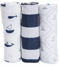 Little Unicorn Cotton Muslin Swaddle 3-Pack - Anchors Aweigh