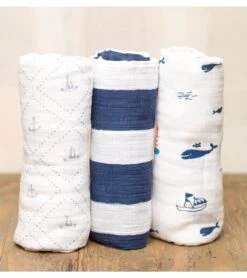 Little Unicorn Cotton Muslin Swaddle 3-Pack - Anchors Aweigh -Little Unicorn Store little unicorn cotton muslin swaddle 3 pack anchors aweigh 188