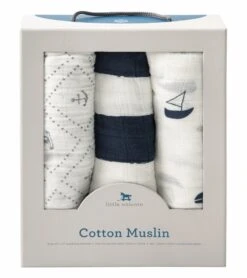 Little Unicorn Cotton Muslin Swaddle 3-Pack - Anchors Aweigh -Little Unicorn Store little unicorn cotton muslin swaddle 3 pack anchors aweigh 189