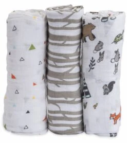 Little Unicorn Cotton Muslin Swaddle 3-pack - Forest Friends