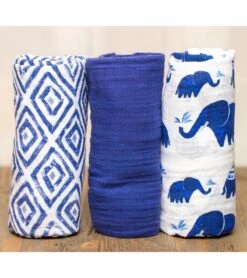 Little Unicorn Cotton Muslin Swaddle 3-Pack - Indie Elephant -Little Unicorn Store little unicorn cotton muslin swaddle 3 pack indie elephant 233