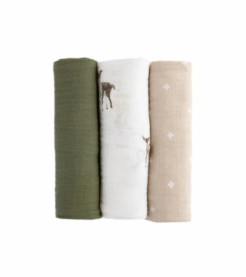 Little Unicorn Cotton Muslin Swaddle 3 Pack - Oh Deer 2 Set 4 Little Unicorn Cotton Muslin Swaddle 3 Pack - Oh Deer 2 Set - Image 2