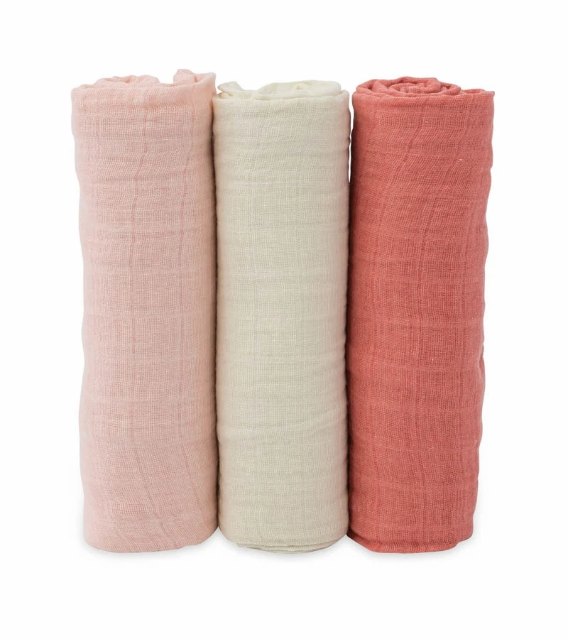 Little Unicorn Cotton Muslin Swaddle 3 Pack - Rose Petal Set 4 Little Unicorn Cotton Muslin Swaddle 3 Pack - Rose Petal Set - Image 2