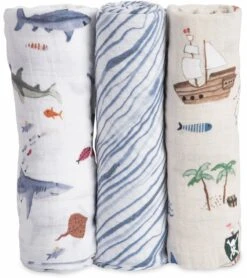 Little Unicorn Cotton Muslin Swaddle 3-Pack - Shark