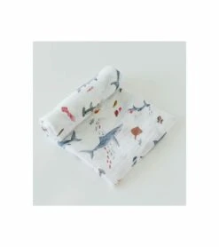 Little Unicorn Cotton Muslin Swaddle 3-Pack - Shark -Little Unicorn Store little unicorn cotton muslin swaddle 3 pack shark 271