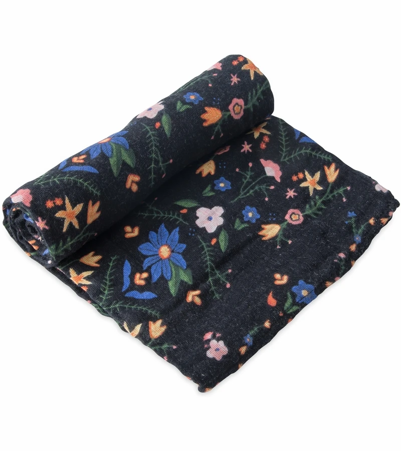 Little Unicorn Cotton Muslin Swaddle - Floral Stitch 4 Little Unicorn Cotton Muslin Swaddle - Floral Stitch - Image 2