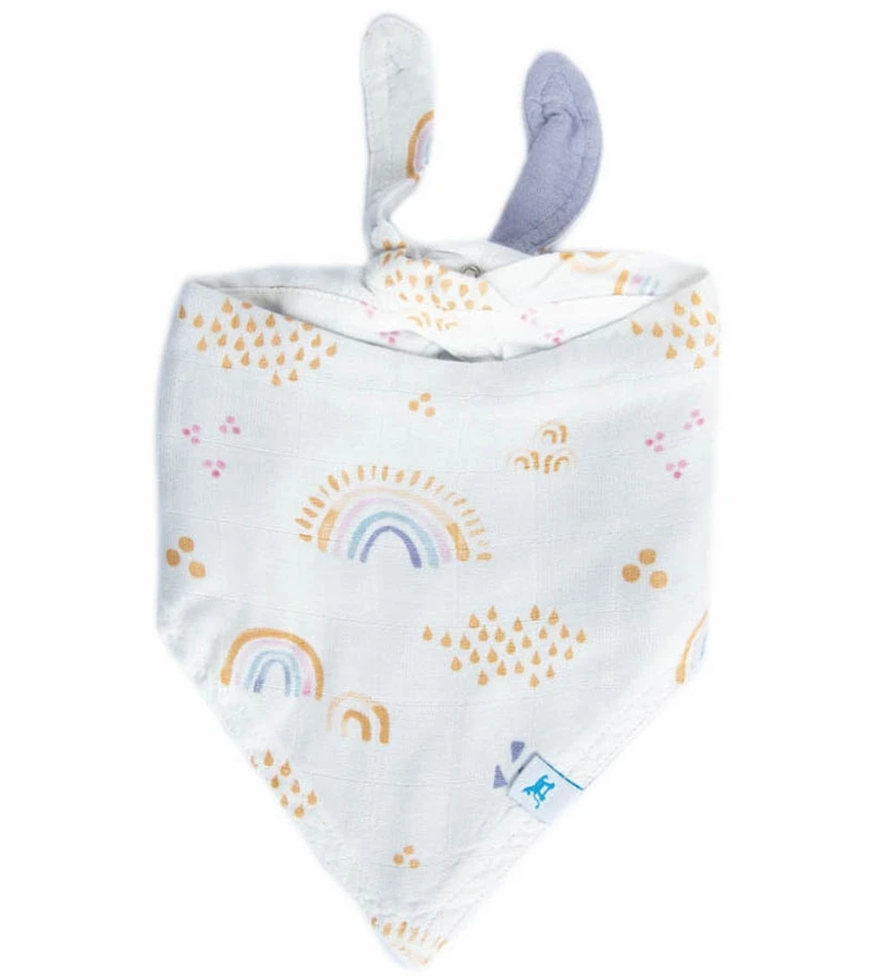 Little Unicorn Deluxe Muslin Reversible Bandana Bib - Rainbows & Raindrops 3 Little Unicorn Deluxe Muslin Reversible Bandana Bib - Rainbows & Raindrops