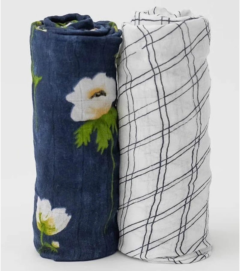 Little Unicorn Deluxe Muslin Swaddle 2 Pack White Anemone 3 Little Unicorn Deluxe Muslin Swaddle 2 Pack White Anemone
