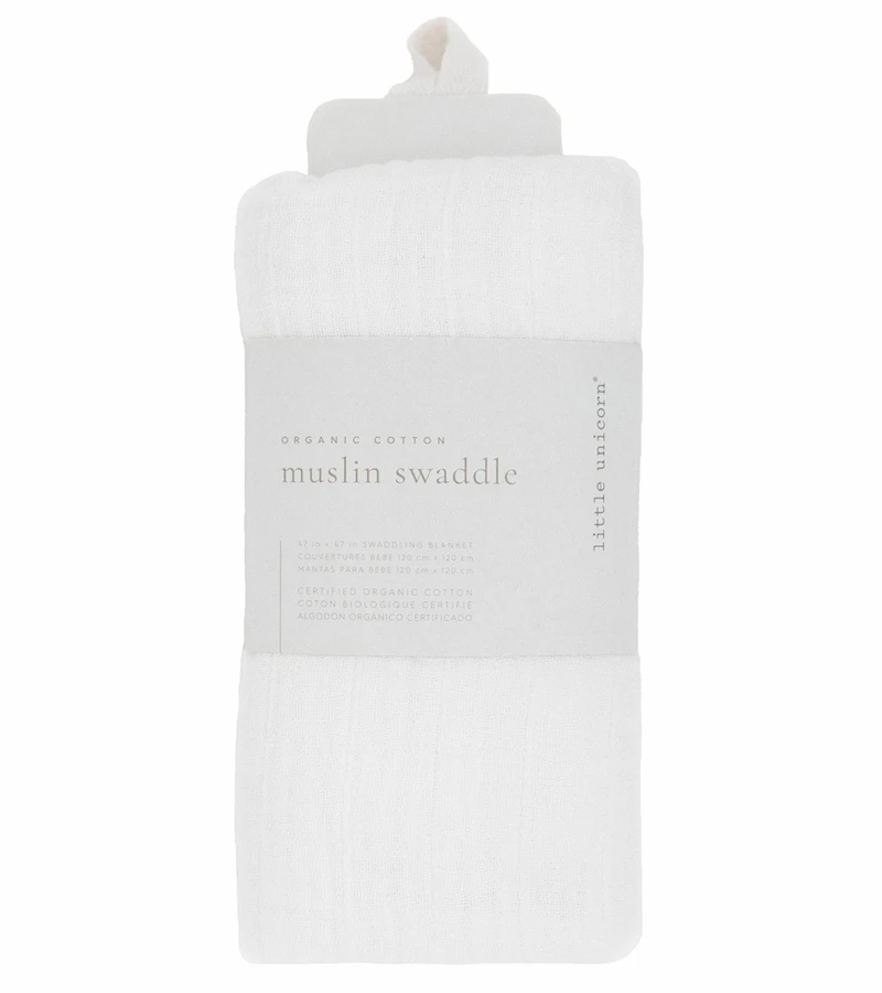 Little Unicorn Organic Cotton Muslin Swaddle Blanket - White 3 Little Unicorn Organic Cotton Muslin Swaddle Blanket - White