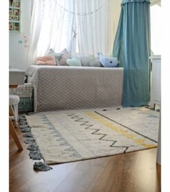 Lorena Canals Azteca Rug - Natural/Vintage Blue (4' 8" X 6' 7") -Little Unicorn Store lorena canals azteca rug natural vintage blue 4 8 x 6 7 243