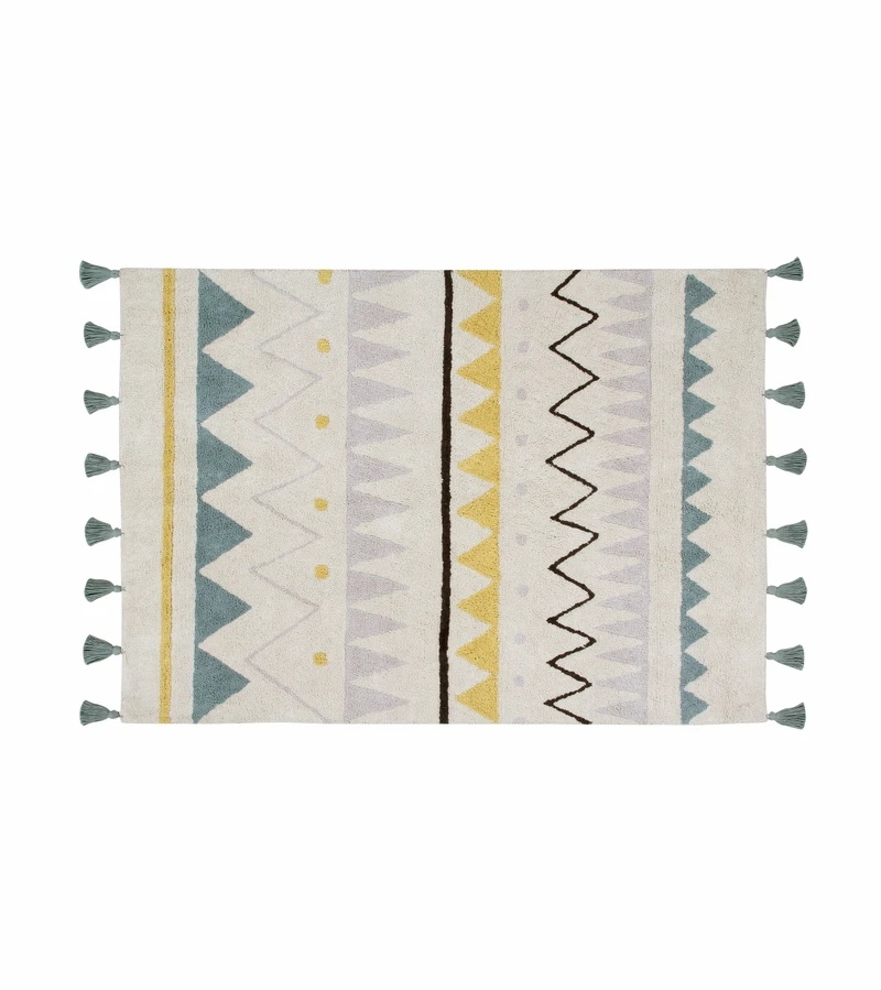 Lorena Canals Azteca Rug - Natural/Vintage Blue (4' X 5' 3") 3 Lorena Canals Azteca Rug - Natural/Vintage Blue (4' X 5' 3")