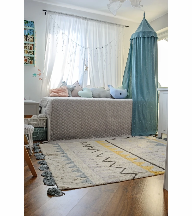 Lorena Canals Azteca Rug - Natural/Vintage Blue (4' X 5' 3") 5 Lorena Canals Azteca Rug - Natural/Vintage Blue (4' X 5' 3") - Image 3