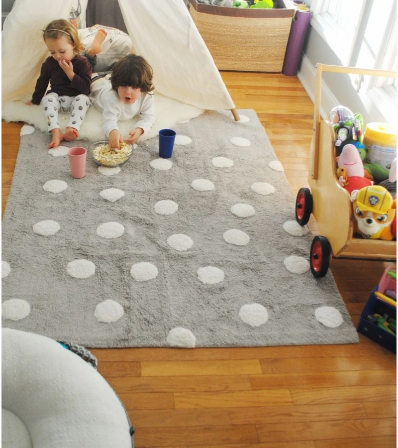 Lorena Canals Polka Dots Rug - Grey (4' X 5' 3") 6 Lorena Canals Polka Dots Rug - Grey (4' X 5' 3") - Image 4