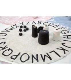 Lorena Canals Round Rug - ABC - Natural/Black (5') -Little Unicorn Store lorena canals round rug abc natural black 5 203