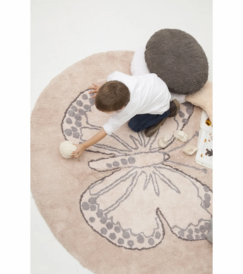 Lorena Canals Round Rug - Butterfly - Vintage Nude (5' 3") 4 Lorena Canals Round Rug - Butterfly - Vintage Nude (5' 3") - Image 2