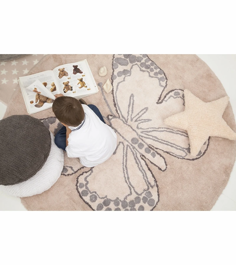 Lorena Canals Round Rug - Butterfly - Vintage Nude (5' 3") 5 Lorena Canals Round Rug - Butterfly - Vintage Nude (5' 3") - Image 3