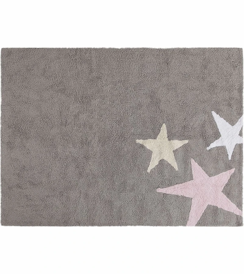 Lorena Canals Three Stars Tricolor Rug - Grey/Pink (4' X 5' 3") 3 Lorena Canals Three Stars Tricolor Rug - Grey/Pink (4' X 5' 3")