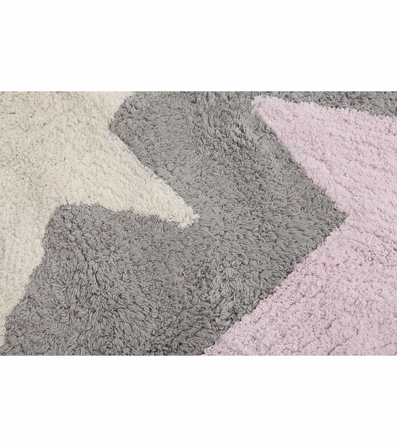 Lorena Canals Three Stars Tricolor Rug - Grey/Pink (4' X 5' 3") 4 Lorena Canals Three Stars Tricolor Rug - Grey/Pink (4' X 5' 3") - Image 2