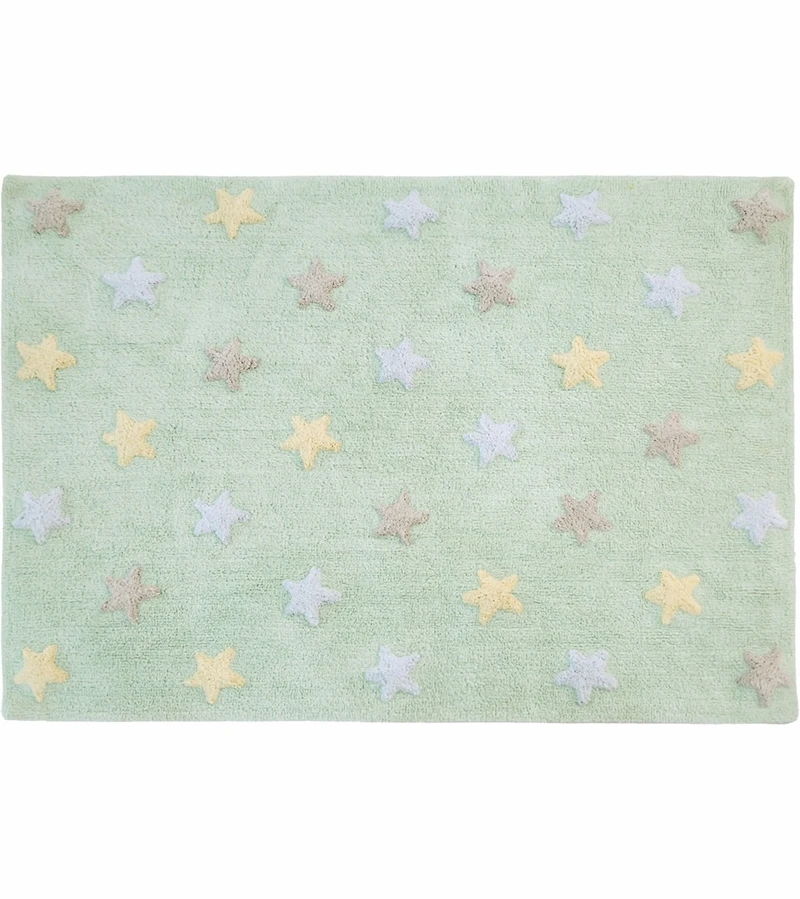 Lorena Canals Tricolor Stars Rug - Soft Mint (4' X 5' 3") 3 Lorena Canals Tricolor Stars Rug - Soft Mint (4' X 5' 3")