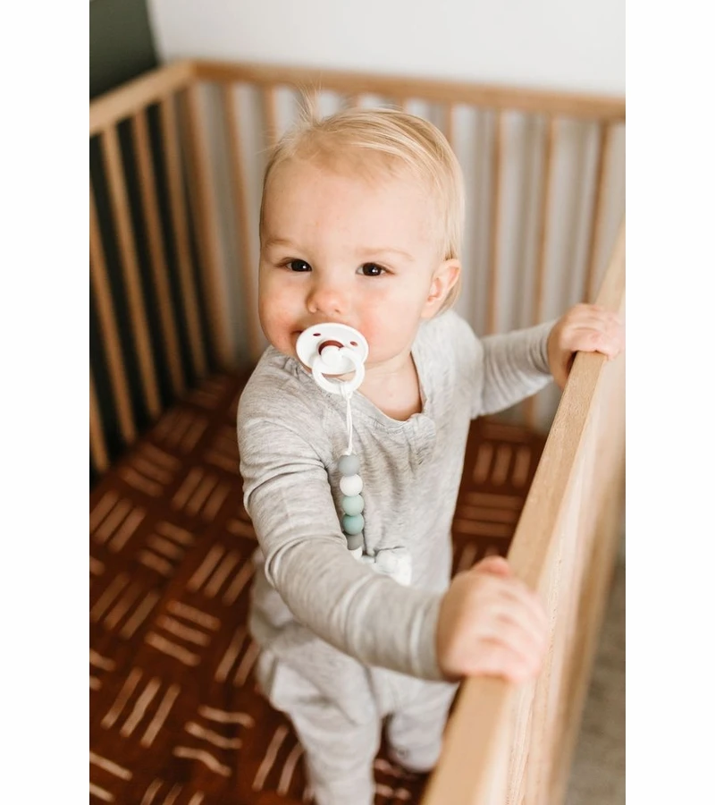 Loulou Lollipop Lolli Gem Pacifier Clip - Blue Grey 4 Loulou Lollipop Lolli Gem Pacifier Clip - Blue Grey - Image 2