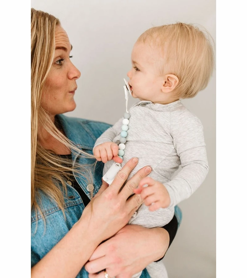 Loulou Lollipop Lolli Gem Pacifier Clip - Blue Grey 5 Loulou Lollipop Lolli Gem Pacifier Clip - Blue Grey - Image 3