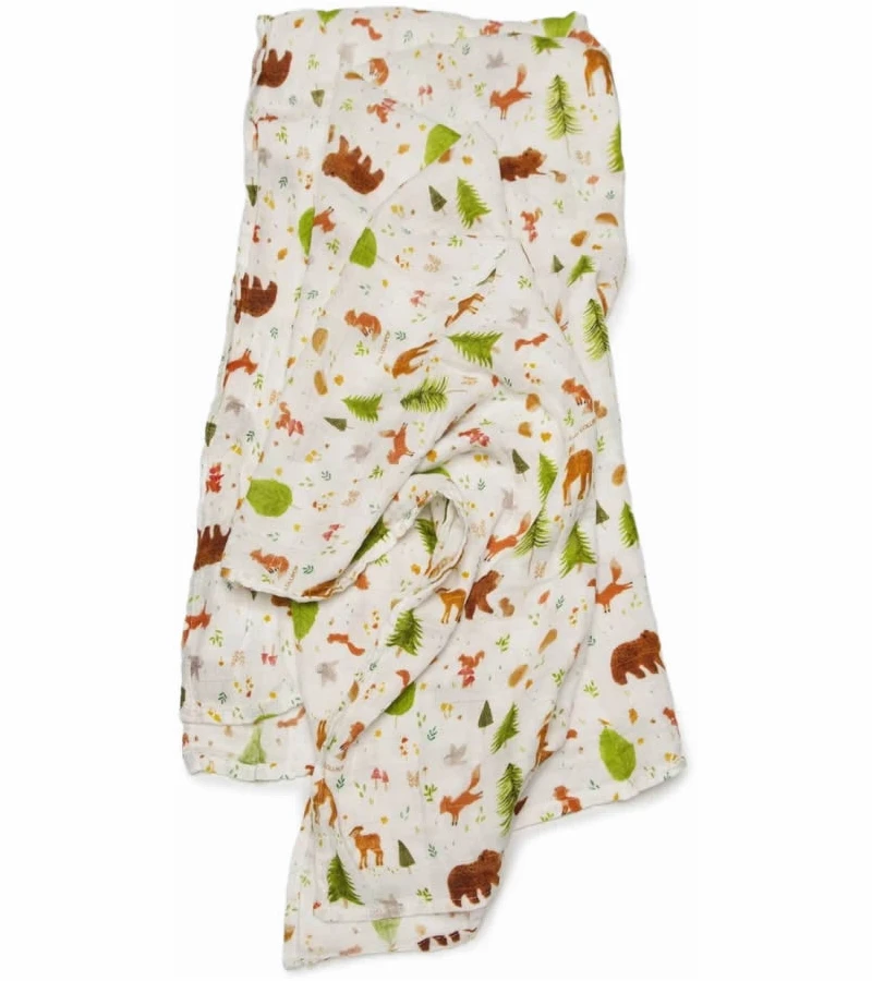 Loulou Lollipop Luxe Muslin Swaddle - Forest Friends 3 Loulou Lollipop Luxe Muslin Swaddle - Forest Friends