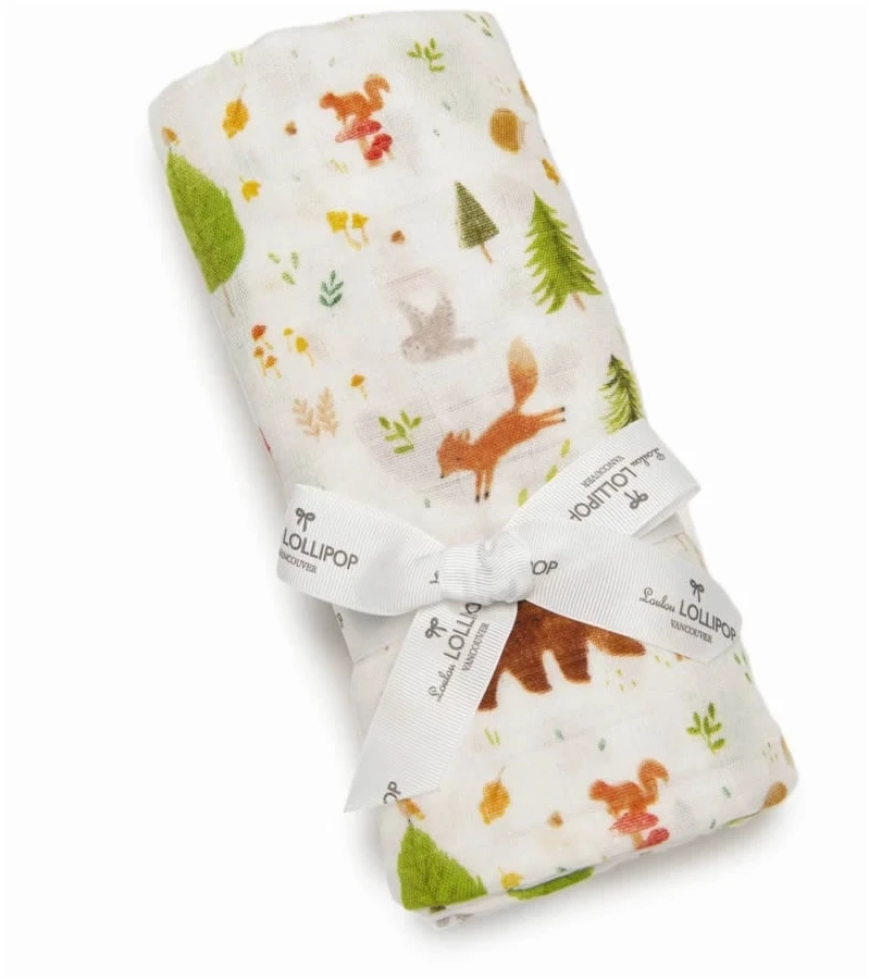 Loulou Lollipop Luxe Muslin Swaddle - Forest Friends 4 Loulou Lollipop Luxe Muslin Swaddle - Forest Friends - Image 2