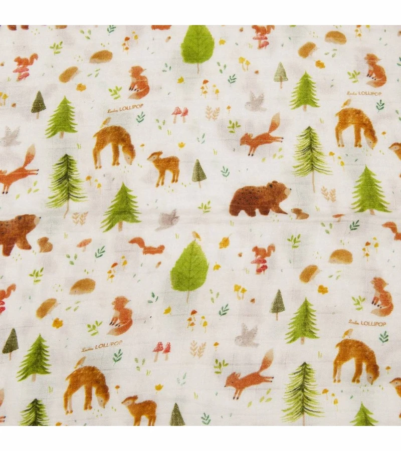 Loulou Lollipop Luxe Muslin Swaddle - Forest Friends 8 Loulou Lollipop Luxe Muslin Swaddle - Forest Friends - Image 6
