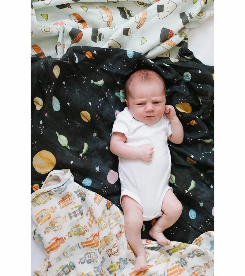 Loulou Lollipop Luxe Muslin Swaddle - Planets 5 Loulou Lollipop Luxe Muslin Swaddle - Planets - Image 3