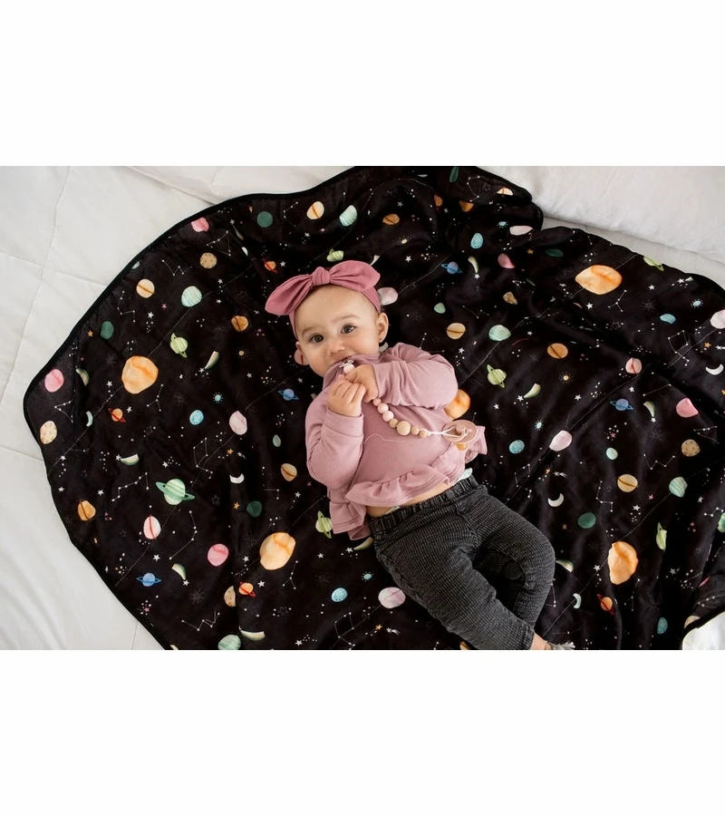 Loulou Lollipop Luxe Muslin Swaddle - Planets 7 Loulou Lollipop Luxe Muslin Swaddle - Planets - Image 5