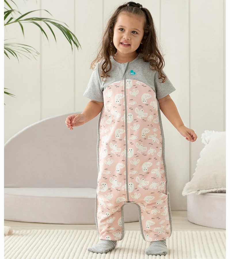 Love To Dream Short Sleeve Sleep Suit Organic Cotton Mild, 24-36 M - Doves Dusty Pink 4 Love To Dream Short Sleeve Sleep Suit Organic Cotton Mild, 24-36 M - Doves Dusty Pink - Image 2