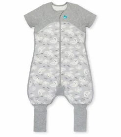 Love To Dream Short Sleeve Sleep Suit Organic Cotton Mild, 6-12 M - Doves Grey