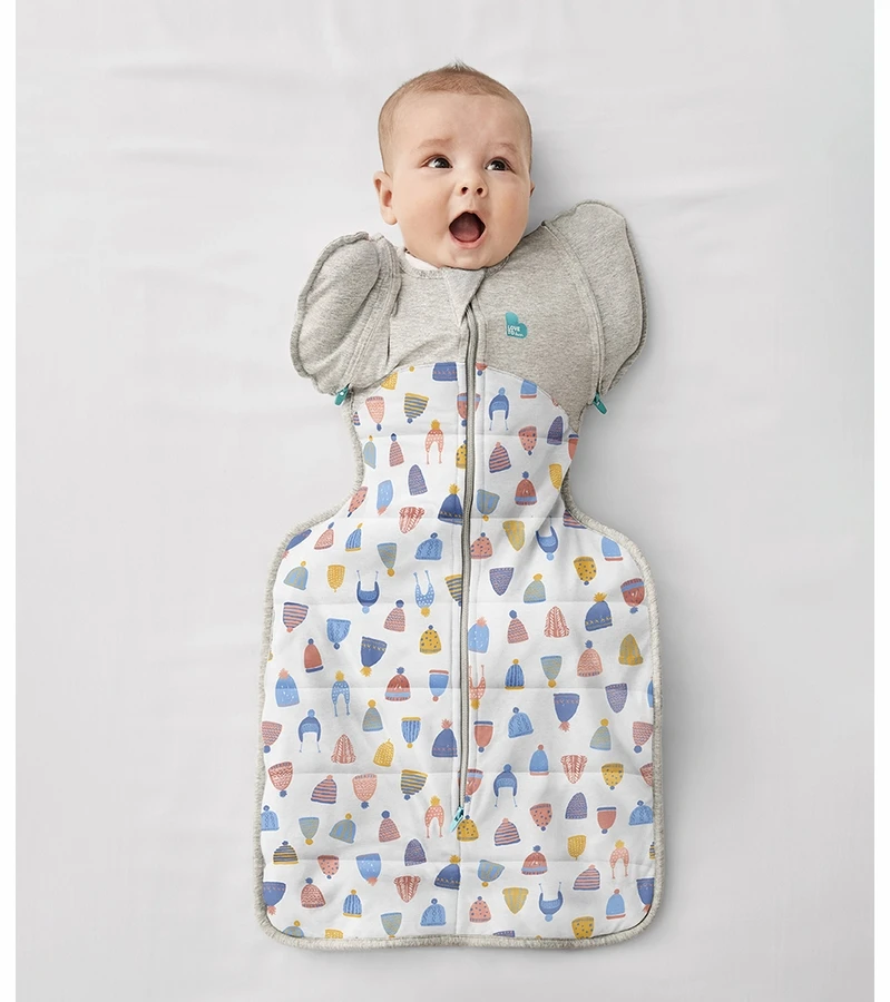 Love To Dream Swaddle UP Designer Collection Transition Bag Quilted Cotton 2.5 TOG, Large - Happy Hats White 4 Love To Dream Swaddle UP Designer Collection Transition Bag Quilted Cotton 2.5 TOG, Large - Happy Hats White - Image 2