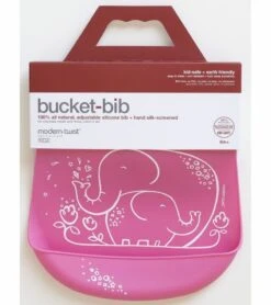 Modern-Twist Bucket Bib - Elephant Hugs Pink -Little Unicorn Store modern twist bucket bib elephant hugs pink 193