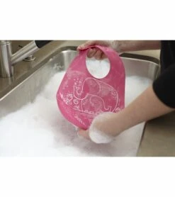 Modern-Twist Bucket Bib - Elephant Hugs Pink -Little Unicorn Store modern twist bucket bib elephant hugs pink 196