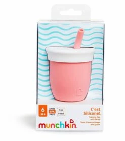 Munchkin C'est Silicone Training Cup With Straw, 4oz - Coral -Little Unicorn Store munchkin c est silicone training cup with straw 4oz coral 11
