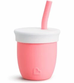 Munchkin C'est Silicone Training Cup With Straw, 4oz - Coral