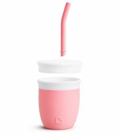 Munchkin C'est Silicone Training Cup With Straw, 4oz - Coral -Little Unicorn Store munchkin c est silicone training cup with straw 4oz coral 9