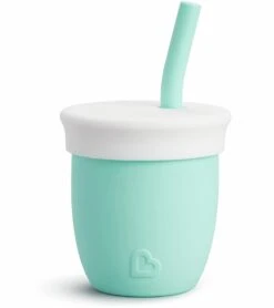 Munchkin C'est Silicone Training Cup With Straw, 4oz - Mint