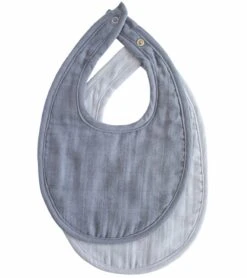 Mushie Muslin Bib, 2 Pack - Tradewinds / Baby Blue