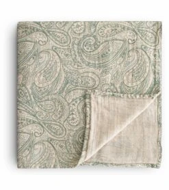 Mushie Organic Cotton Muslin Swaddle Blanket - Green Paisley
