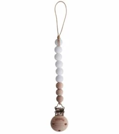 Mushie Pacifier Clip Cleo - White