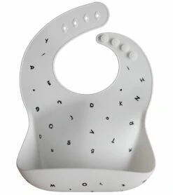 Mushie Silicone Baby Bib - Letters White