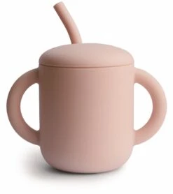 Mushie Silicone Training Cup + Straw - Blush