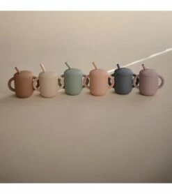 Mushie Silicone Training Cup + Straw - Blush -Little Unicorn Store mushie silicone training cup straw blush 105