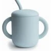Mushie Silicone Training Cup + Straw - Powder Blue -Little Unicorn Store mushie silicone training cup straw powder blue 103