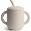 Mushie Silicone Training Cup + Straw - Shifting Sand -Little Unicorn Store mushie silicone training cup straw shifting sand 103