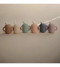 Mushie Silicone Training Cup + Straw - Shifting Sand -Little Unicorn Store mushie silicone training cup straw shifting sand 106