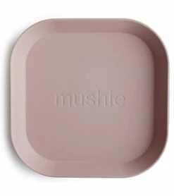 Mushie Square Dinnerware Plates, Set Of 2 - Blush